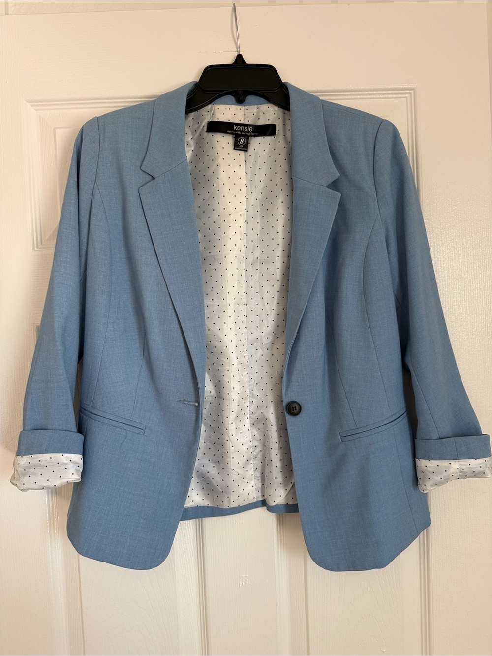 Kensie Powder Blue Single-Button Tailored Blazer